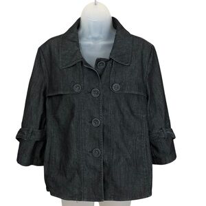 Women's Sandro Sportswear Charcoal Black Denim Swing Cropped Jacket. PXL.